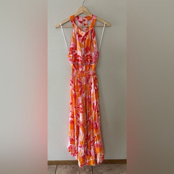 Anthropologie Able the Label Rumi Bright Floral Maxi Halter Dress Size M - Picture 2 of 10